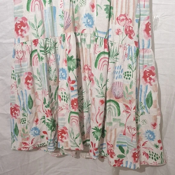 Women's Linen Rayon Floral & Palm Print Midi Dress, Sz 2, NWOT - Picture 5 of 14